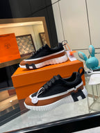 H Striped Leather Sneakers