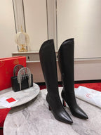 Women’s Black Leather Knee-High Boots
