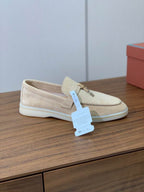 Cream Suede Loafers