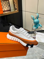 H Striped Leather Sneakers