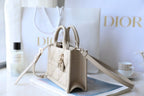 Mini Book Style Handbag – Khaki Leather (21.5cm)