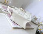 Mini Book Style Handbag – White Leather (21.5cm)