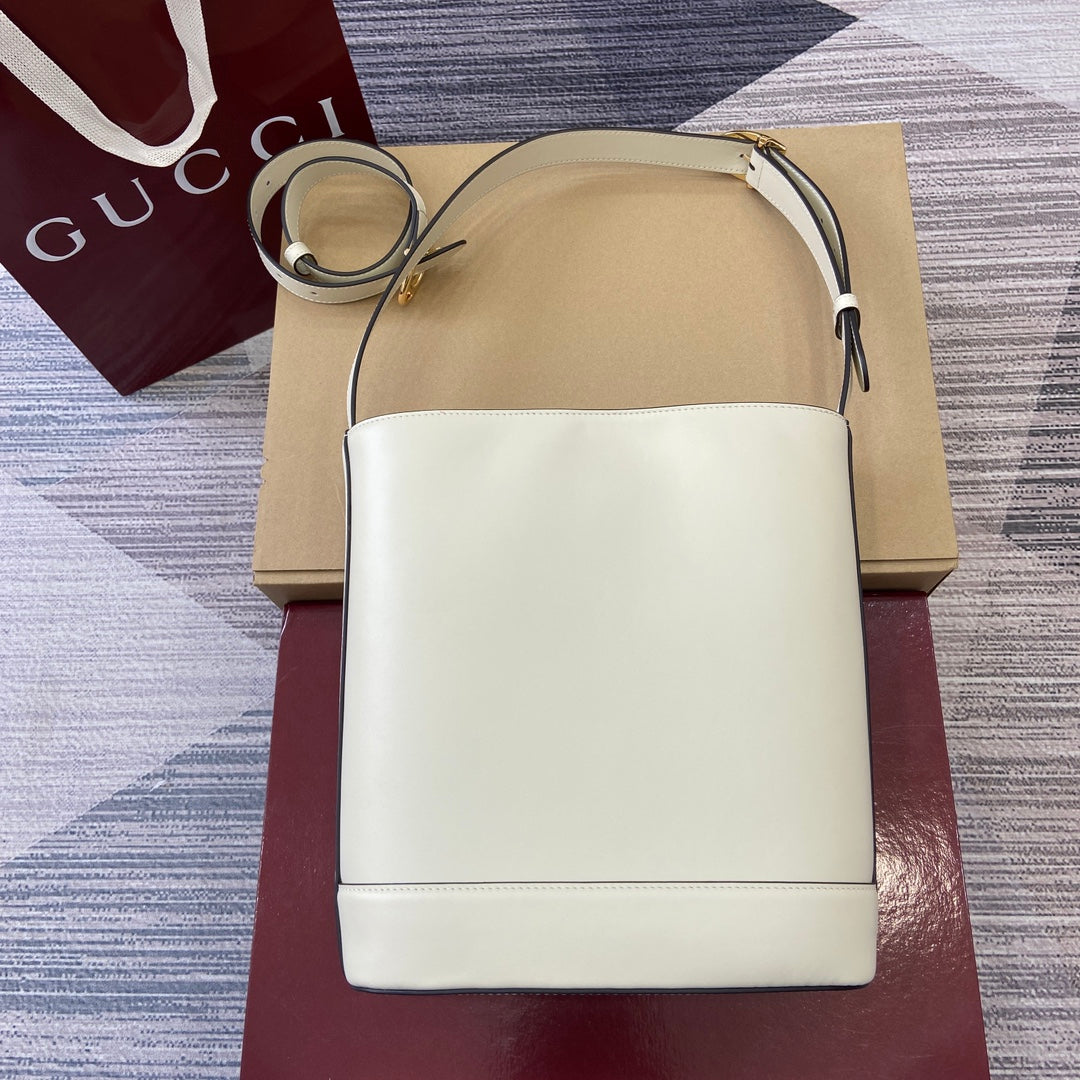 Bucket Bag White Leather
