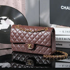 Classic Double Flap Bag – Coffee Brown (20cm / 25cm)