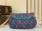 Shoulder Bag Monogram Denim Cerise